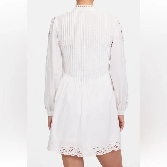 Madewell Pintucked Eyelet Mini Dress in White Cotton size large - Picture 2 of 11